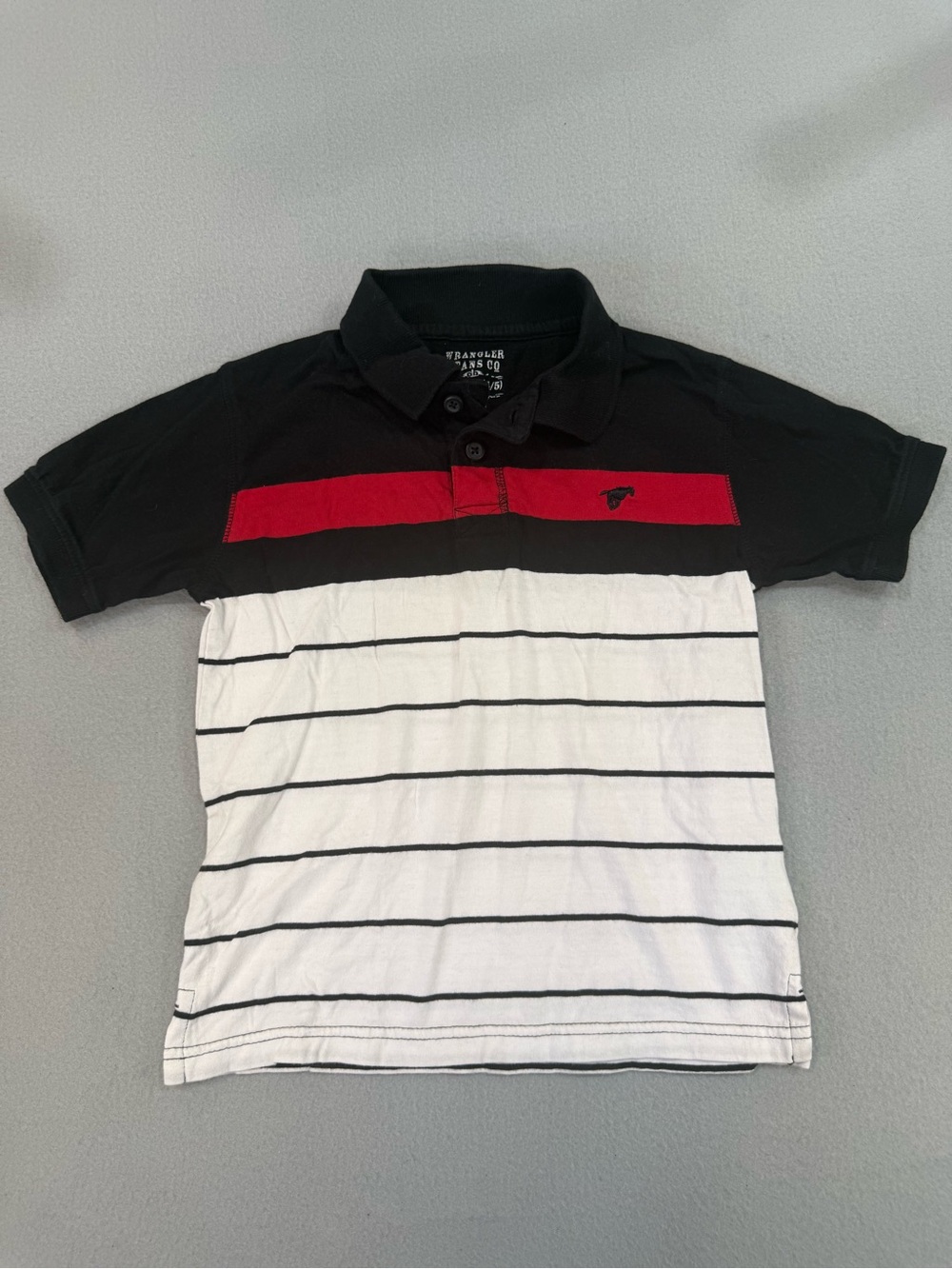 Wrangler Black, Red & White Striped Kids Polo XS 4/5